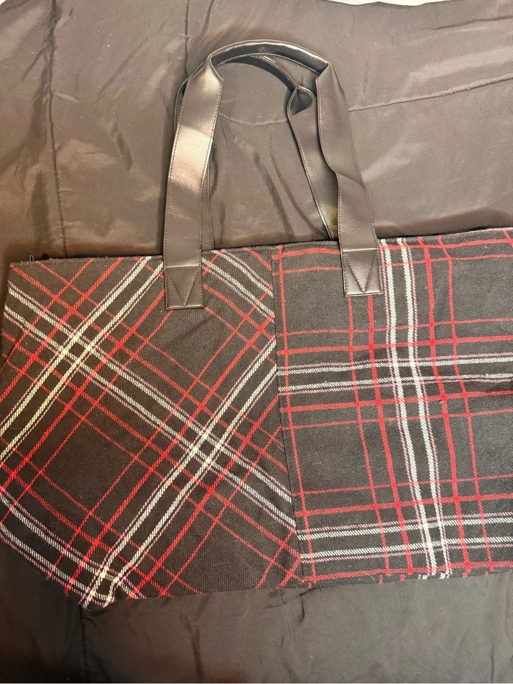Victoria’s Secret Tote Bag Black, Red, & White Plaid